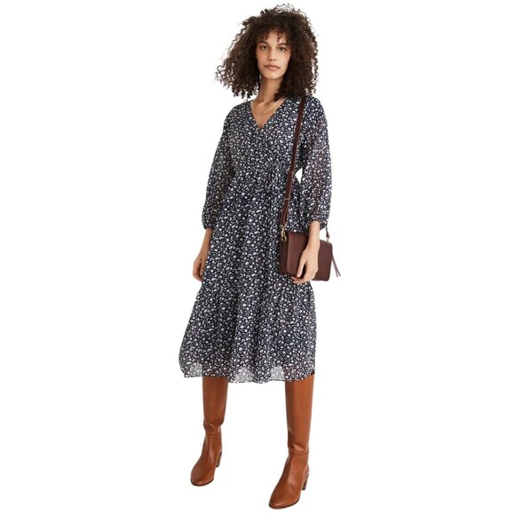 Madewell Tie-Waist Midi Dress in Harvest Vine Floral Wrap Dress S  NWT runs larg - Picture 2 of 11